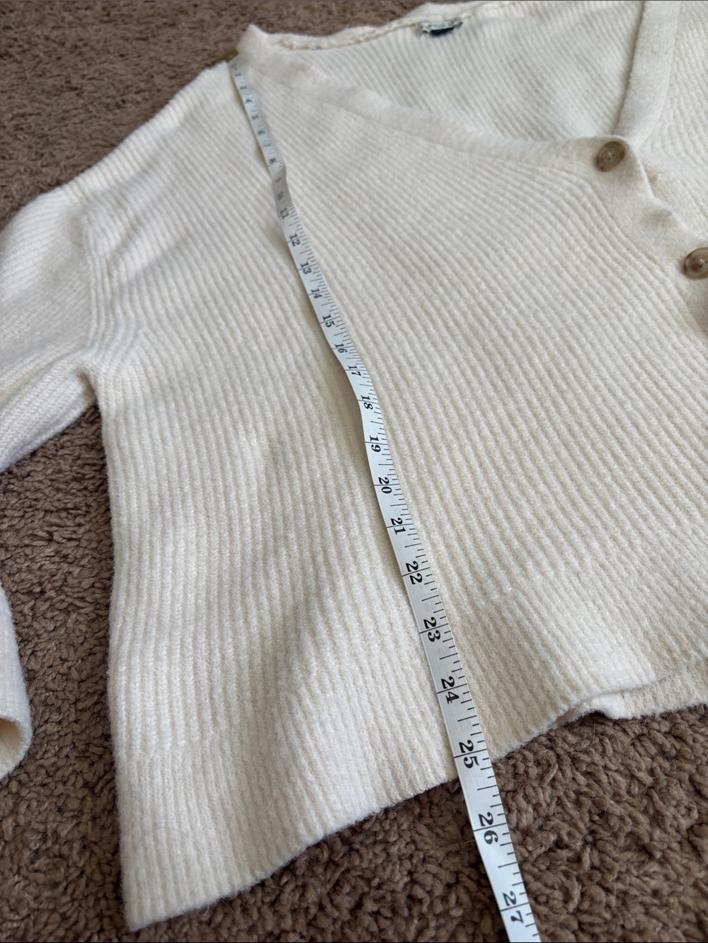 AE Cozy Cream Oversized Button-Front V-Neck Sweater Cardigan - Picture 11 of 16